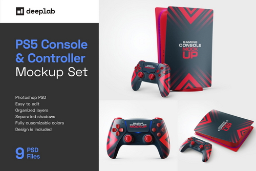 PS5 Console & Controller Mockup Set