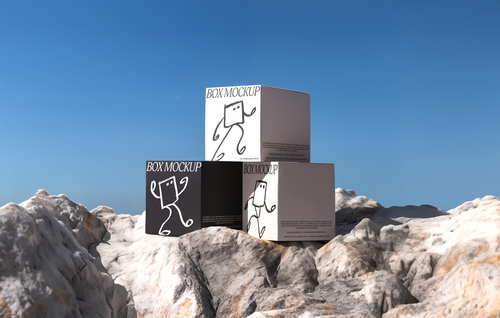 Cliffside packaging boxes mockup