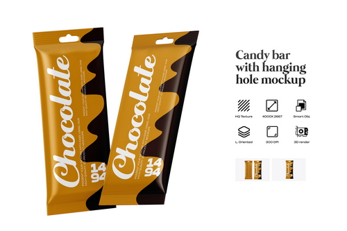 Chocolate Packaging with Hanging Hole Mockup