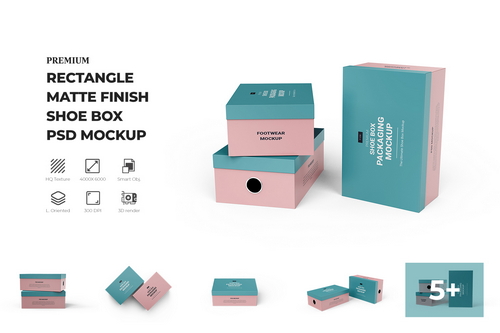 Customizable Shoe Box PSD Mockup