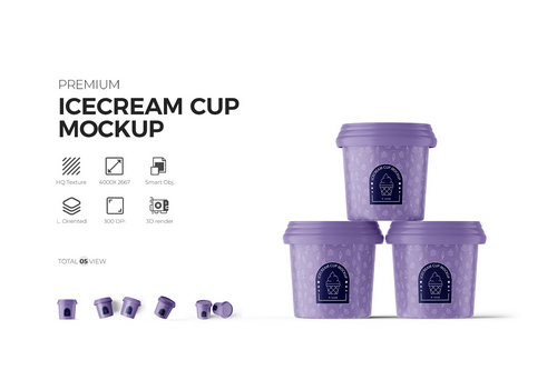 Ice Cream Plastic Cup PSD Mockup