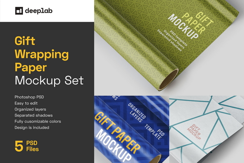 Gift Wrapping Paper Mockup Set