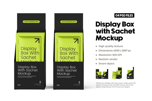 Display Box Mockup With Sachets