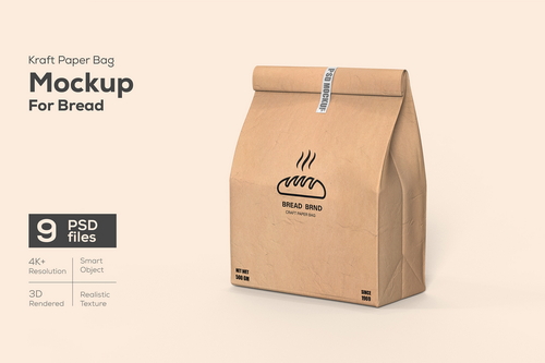 Kraft Paper Bag Mockup for Bread