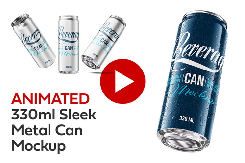 330ml Sleek Metal Can Mockup | ANIMATED