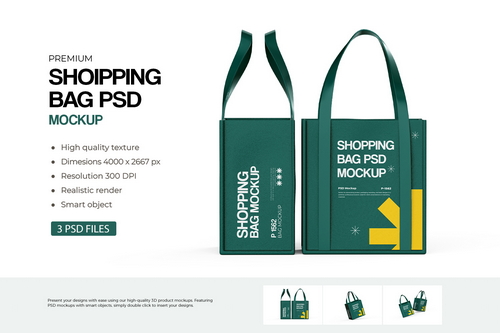 Customizable Stylish Shopping Bag PSD Mockup