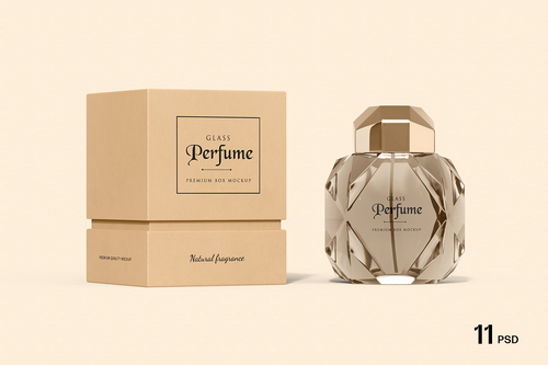 Kraft Box with Perfume Mockup