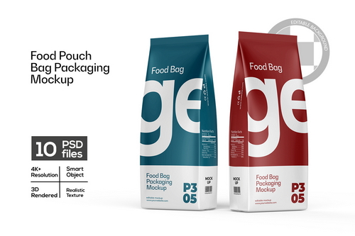 Food or Coffee Pouch Bag Mockup