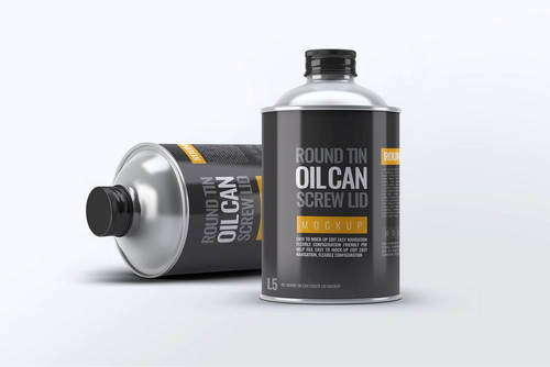 Oil Round Tin Can Screw Lid Mock-Up