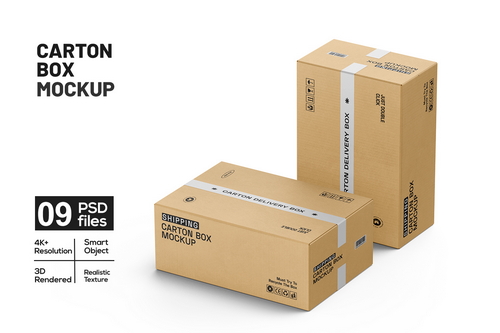 Shipping Packaging Box Mockup &ndash; Taped Carton
