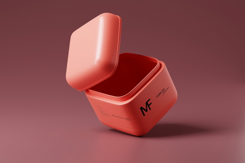 Cube Shaped Cosmetic Jar Mockups