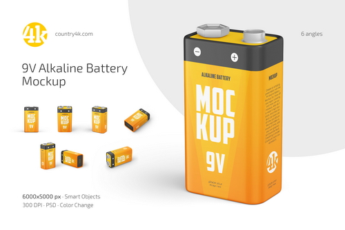 9V Alkaline Battery Mockup Set