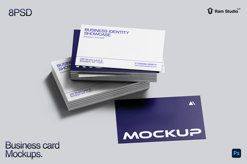 85x55mm Business Card Stack Mockup