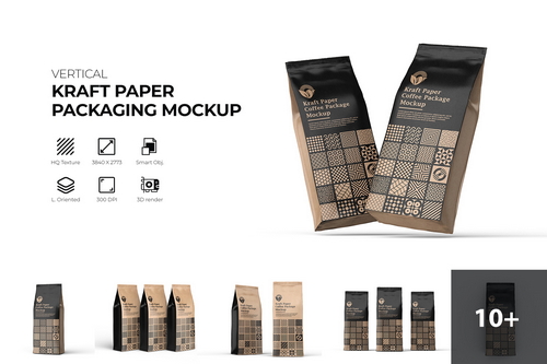 Kraft Paper Coffee Bag Packaging Mockup