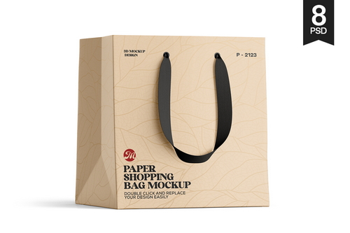 Paper Shopping Bag PSD Mockup