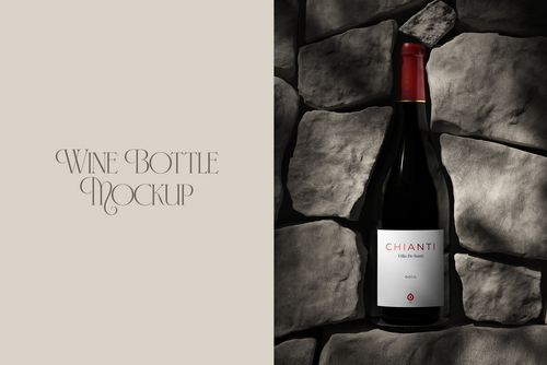 Burgundy Wine Bottle Mockup Vol.03