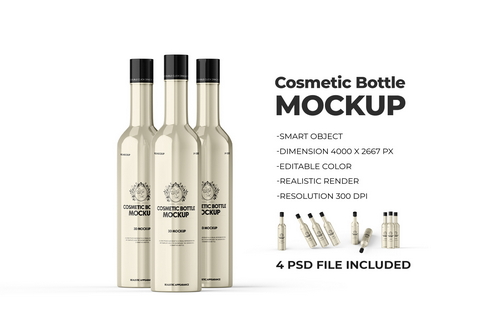 Metal Cosmetic Bottle Mockup For Product Branding