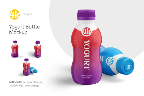 Yogurt Bottle Mockup Set