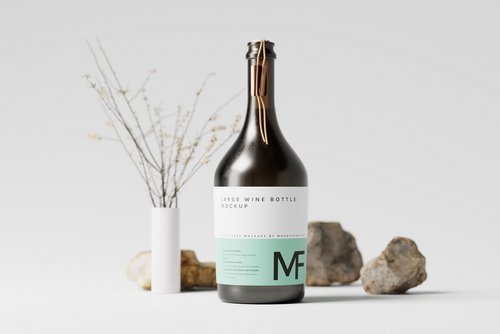 Large Red Wine or Champagne Bottle Mockups