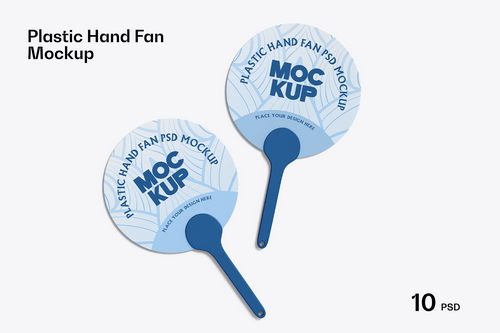 Round Plastic Hand Fan Mockup