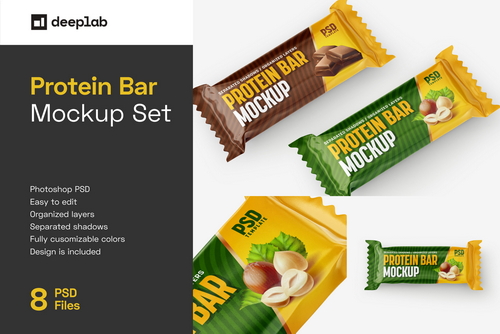 Protein Bar Mockup Set | Snack Mockup