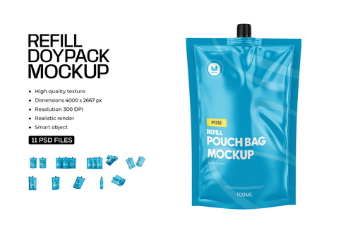 Realistic Spout Pouch Mockup