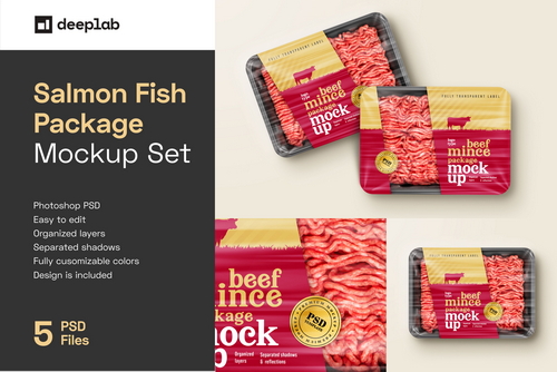 Beef Mince Package Mockup Set