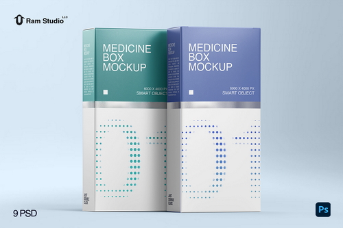 Standing Medicine Packaging Box Mockup