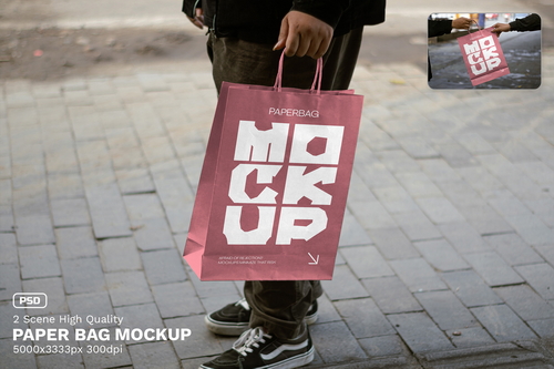 Paper Bag Mockup / Urban Realistic Scene Series - VOL