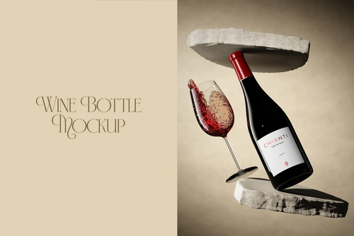 Burgundy Wine Bottle Mockup Vol.02