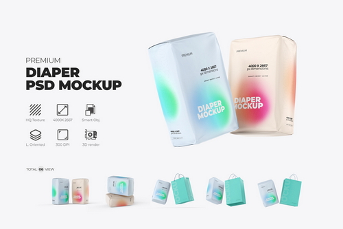 Diaper Packaging psd Mockup