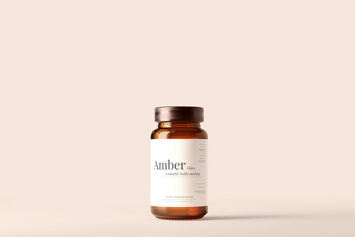 Amber Glass Jar Mockup