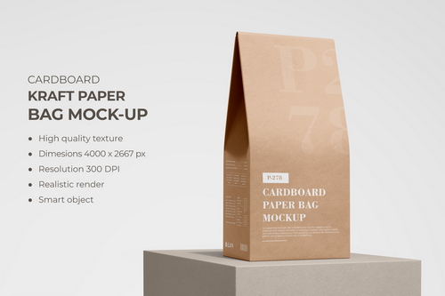 Kraft Cardboard Paper Bag Mockup