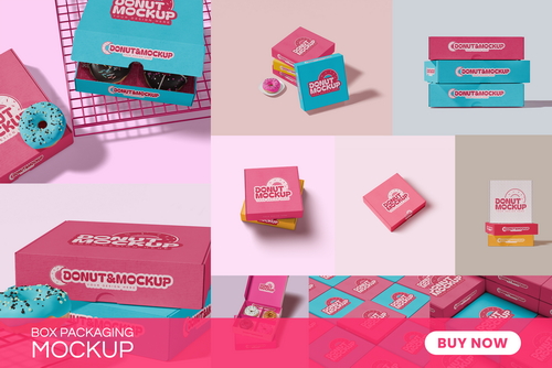 Bakery box packaging mockup