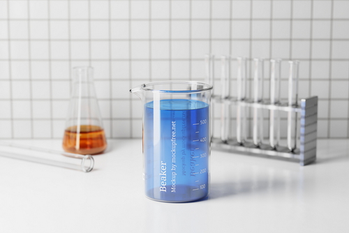 Beaker Mockups in a Laboratory Background