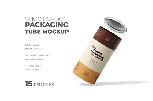 Matte Paper Spice Powder Tube Packaging Mockup