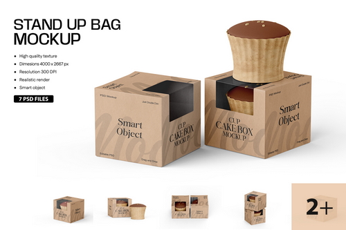 Cupcake Box With Window Mockup