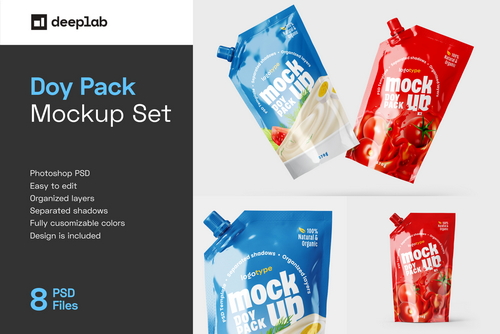 Doypack Packaging Mockup Set | Pouch