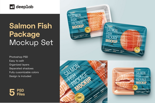 Salmon Fish Package Mockup Set