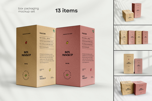 Box Packaging Mockup Set