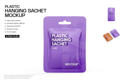 Sachet with Hang Hole Mockup