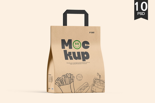 Kraft Paper Bag with Handle Mockup