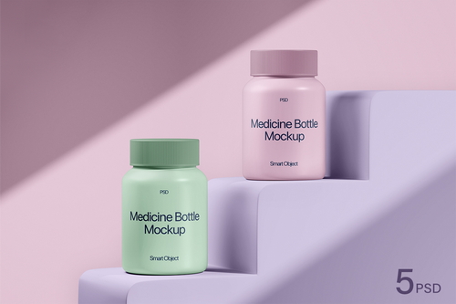 Medicine Supplement Pill Bottle Mockup