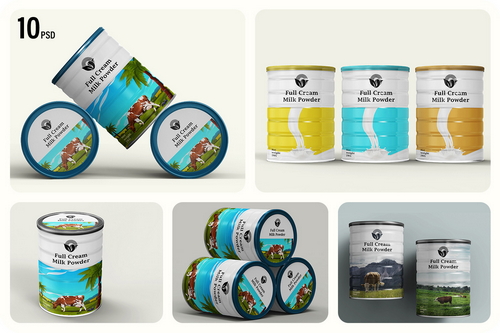 Milk Powder Container Tin Can Psd Mockup