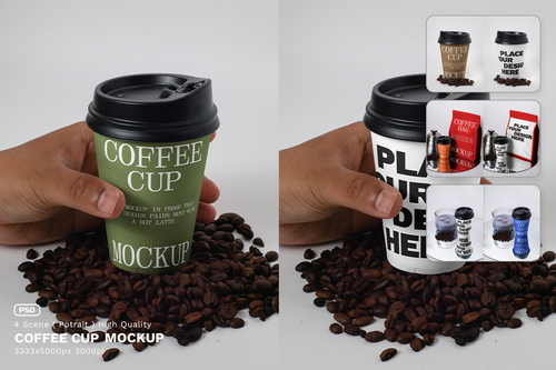 Pouch & Paper Cup Mockup