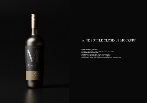 Wine Bottle Close-up Mockups