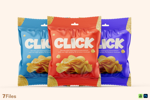 Foil Snack Bag Packaging Mockup