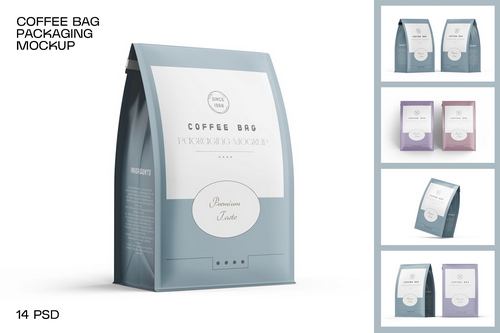 Matte Food Packaging Bag PSD Mockup
