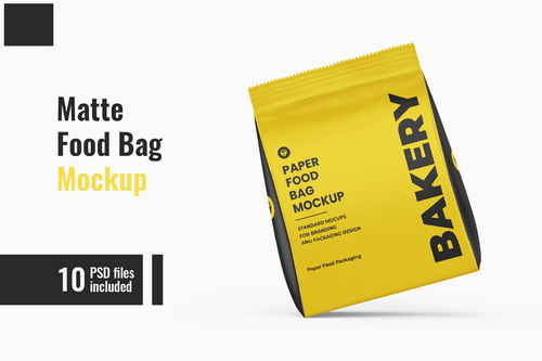 Matte Paper Bag Food Packaging Mockup