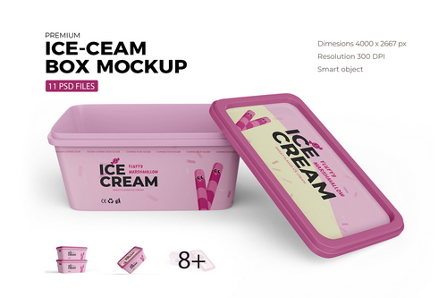 Ice Cream Container Box Mockup